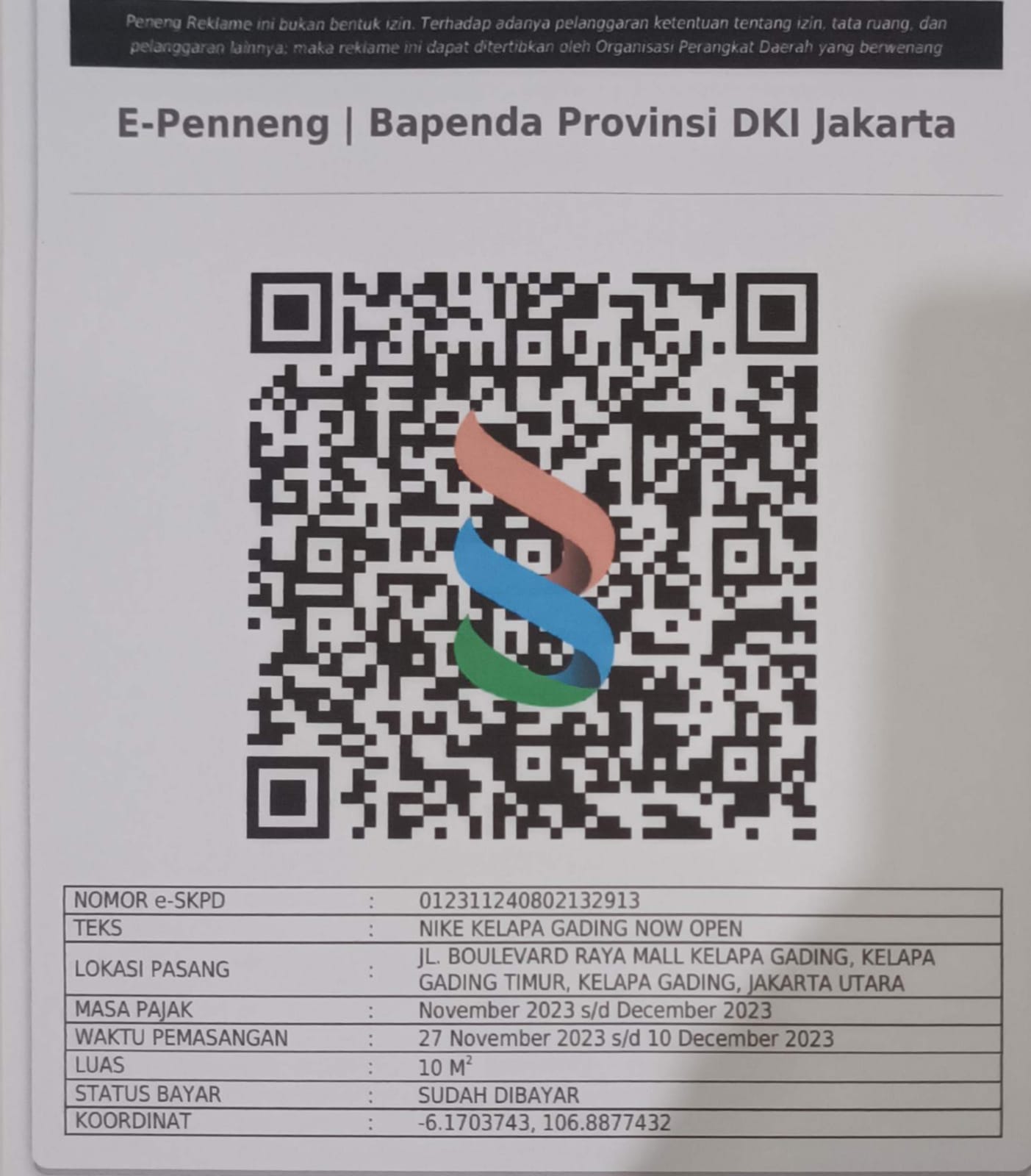Pengurusan Pajak Reklame - Project Nike